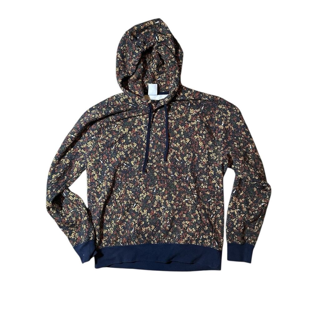 Nike Hoodie Sweatshirt Club Fleece Pullover FQ6148-410 Navy Floral Men's M